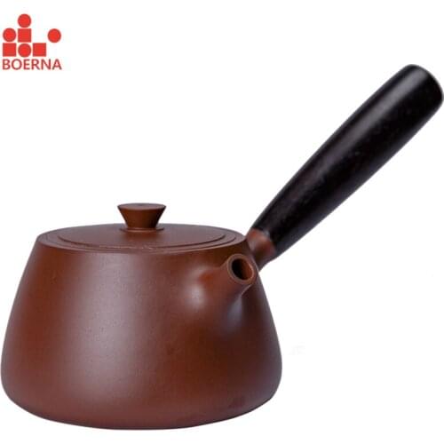 BOERNA Nixing Teapot no Yixing Clay with Wooden Handle Pot Beauty Kettle Master Handmade Teaware Tea Ceremony with hole filter