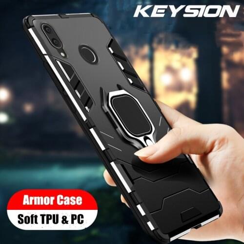 KEYSION For Samsung Galaxy M20 M30 Case Ring Holder Armor Soft Silicone Bumper For M30 Phone Case Finger Ring shockproof Fundas