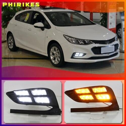 For Chevrolet Cruze 2016 2017 2018 Daytime Running Light fog lamp LED DRL front bumper lamp with Yellow turn signal lamp