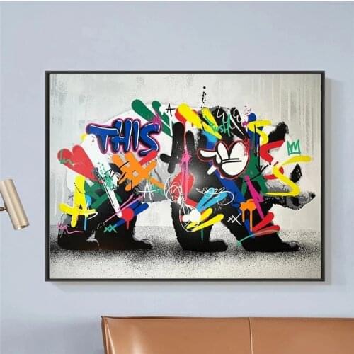 Graffiti Lovely Panda Street Art Canvas Print Painting Abstract Animal Wall Picture Modern Living Room Home Decoration Poster