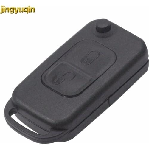 Jingyuqin 2 Buttons Folding Flip Car Key Case Shell Fob Remote Uncut Blade For Mercedes Benz B200 A160 W124 W202 W210 HU39 Blade
