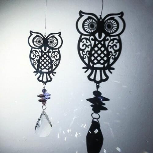 H&D Handmade Crystal Suncatcher Owl Pendant Window Hanging Ornament Rainbow Collection Sun Catcher For Home Garden Decor Gifts