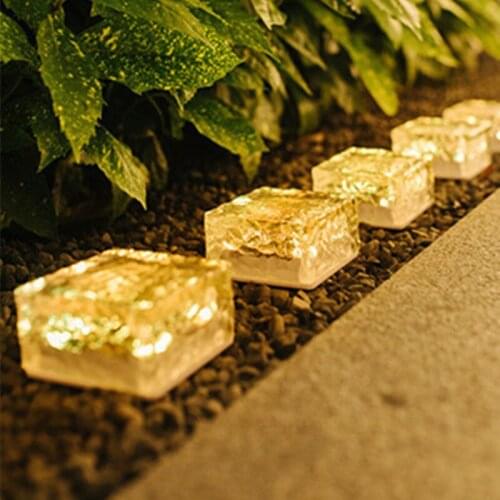 Outdoor Decorations Solar Lawn Garden Lights Decorative Brick Ice Cube LED Light for Pathway Driveway Lanscape Backyard Patio