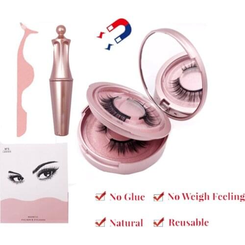 3d Magnetic Eyelashes and Eyeliner Set Natural Long False Mink Magnetic Lashes Wholesale In Bulk Reusable Beauty Make Up Tool