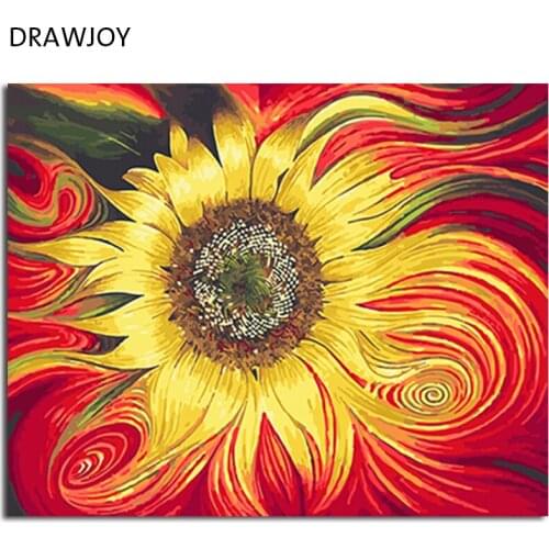 DRAWJOY Framed Oil Paint DIY Painting By Numbers Coloring By Numbers Sun Flower Home Decoration Wall Art For Living Room