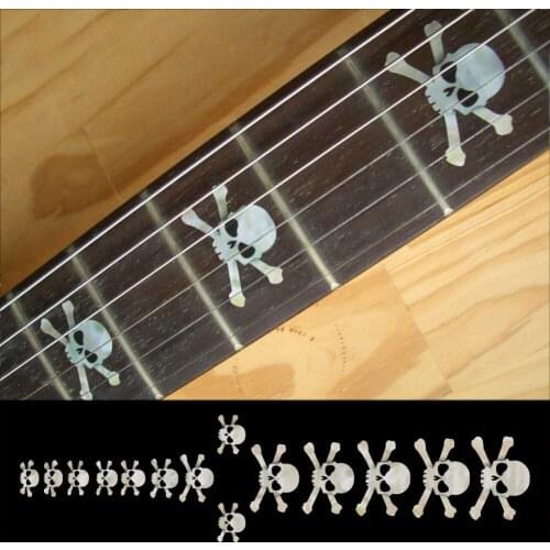 Fretboard Markers Inlay Sticker Decals for Guitar & Bass - Skull - White/Red/Black