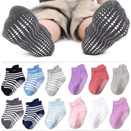 Kids socks 6 Pair set Anti-slip Boat Boys Girl Low Cut Floor Kid Sock With Rubber Grips Four Season Boy socks Set cheap stuff