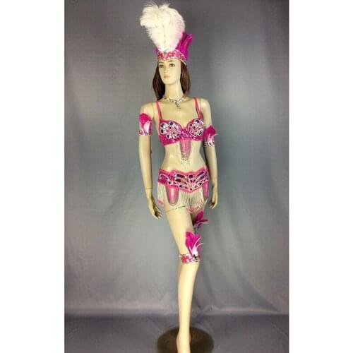 Free shipping new design top grade new belly dance Samba Carnivel RIO Crystal Bra Costume Outfit Showgirl dancer costume 5 color
