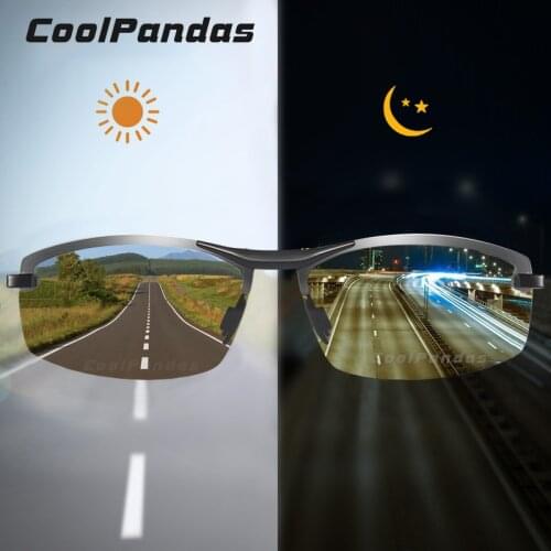 CoolPandas Photochromic Sunglasses Men Polarized HD Rimless Glasses Women Driving Goggles Anti-glare Sun Glasses zonnebril heren