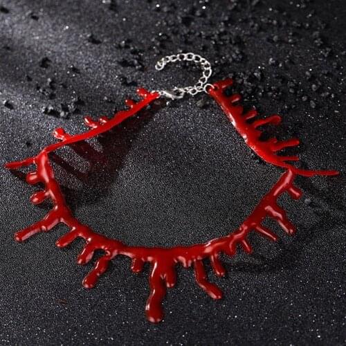 1Pcs Gothic Style Red Blood Drip Necklace Fancy Dress Fun Joke Choker For Women Men Horror Party Jewerly Wholesale