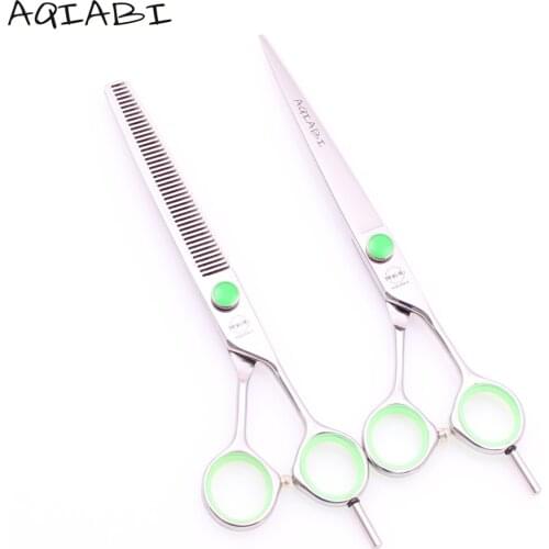 Professional Hair Scissors A1121 7'' 440C AQIABI Hairdressing Scissors Normal Shears Hair Thinning Shears Detachable Finger Rest