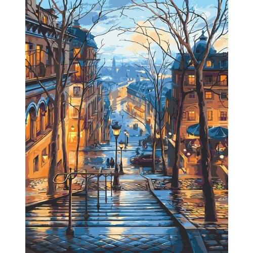 Painting By Numbers Scenery DIY Oil Coloring By Numbers Street Landscape Canvas Paint Art Pictures Home Decor