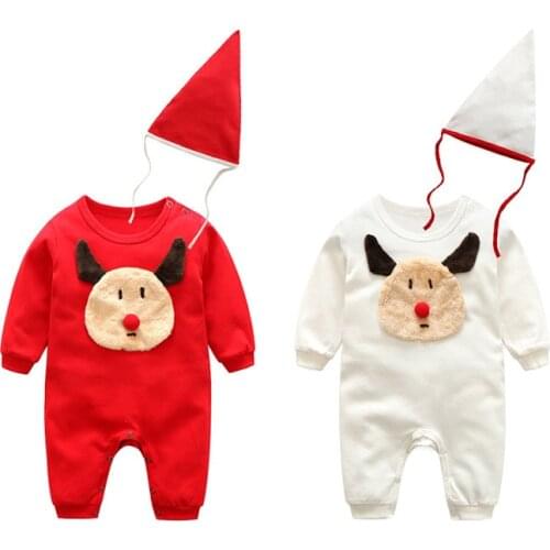 Merry 1st Christmas Baby Clothes Girl Boy Long Sleeve New Born Christmas Clothes new year costume for newborn cotton red