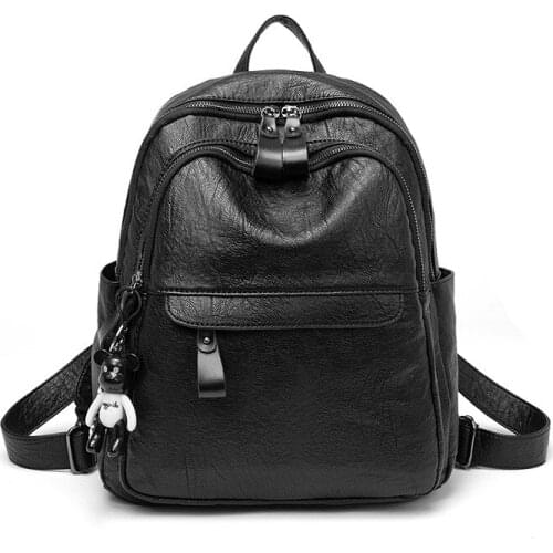 Retro Large Capacity Backpack Women Leather Rucksack Womens Knapsack Travel Laptop Backpacks Shoulder School Bags Mochila C1351