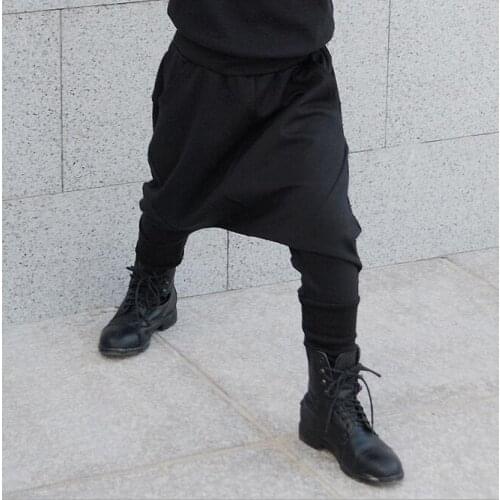 2019 Solid Boys Spliced Real Clothing Harem Hip Hop Dance Pants Big Crotch Sweatpants Baby Boy Kids Stage Punk Sports Trousers