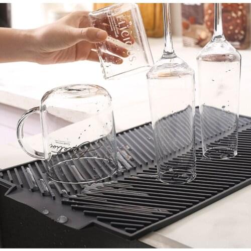 Silicone Drain Pad Fruit and Vegetable Bowl Drain Pad Non-slip Anti-scald Storage Pad Large Placemats for Table Coasters