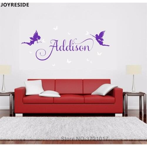 JOYRESIDE Fairies With Personalized Name Wall Decal Vinyl Sticker Home Girls Bedroom Lovely Decor Interior Design Mural A627