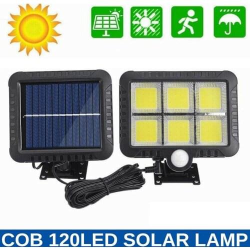 IP65 Waterproof 3 Modes 120LED Solar Light PIR Motion Sensor Outdoor Path Powered Solar Wall Light Split Street Garden Lamps
