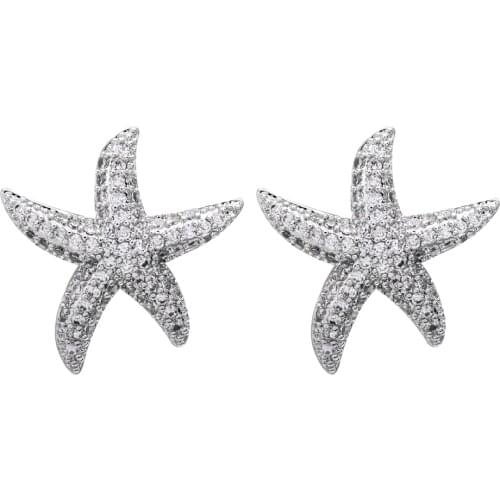 High quality micro zirconium-inlaid starfish earrings are fashionable glamour jewelry earrings for women/girls ER-236