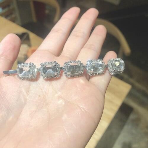 Five Bling Starry Crystals Square Zircon Hair Clips & Pins Barrettes Accessories Bangs Clip Headwear For Women Girls