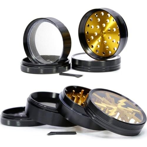 1Pcs Tobacco Grinder 63mm Lightning Shape Smoke Crusher Herbal Herb 4 Layer Smoking Grinders Cigarette Shredder Tool Accessories