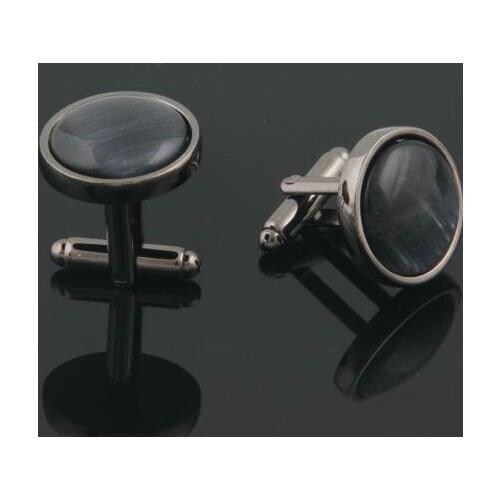 10pairs/lot Natural Grey Cats Eye Cufflinks Copper Made Cuff Links Silver Color Shirt Cuff Button Mens Jewelry Accessory