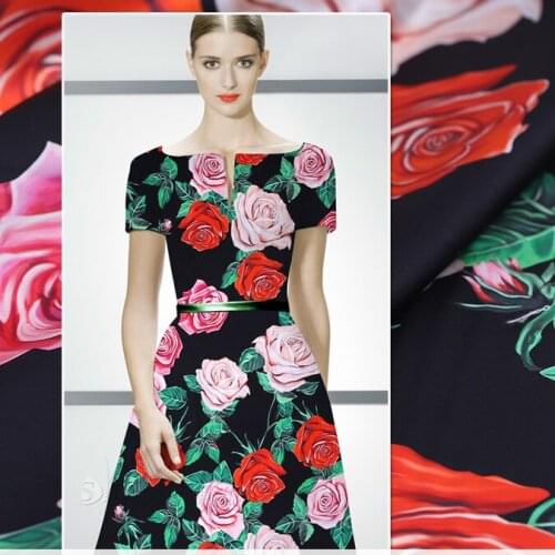 108cm digital printed silk fabric meter 19 mm silk stretch satin fabric satin cheongsam dress rose fabric wholesale silk cloth