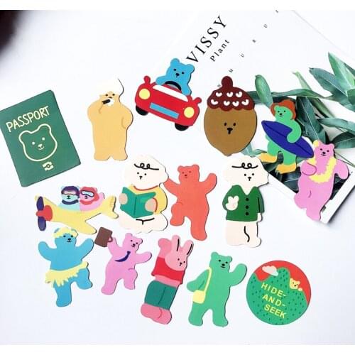 15Pcs/Set Cartoon Holiday Bear Series Sticker Creative Cute Self-made Waterproof DIY Stationery Car Stickers