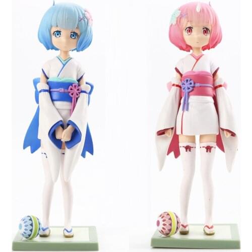 17CM Re:Life In A Different World From Zero Rem Ram Kimono Japanese Anime Decoration Collect Model Doll Action Figure Youth Gift