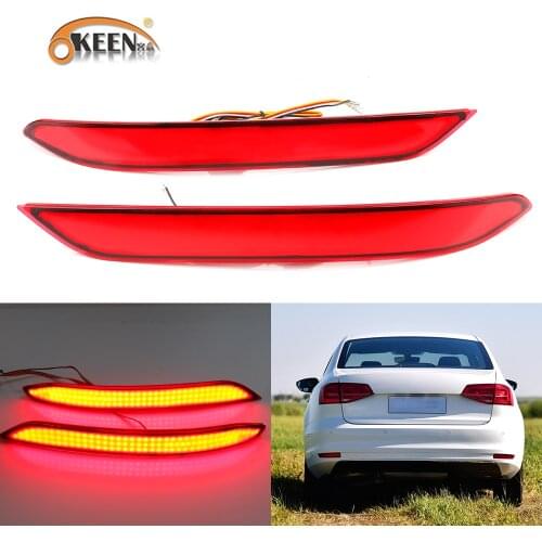OKEEN 2PCS LED Rear Bumper Reflectors Light For VW Volkswagen Sagitar 2017 Driving Brake Turn signal Car Stop Lamp Accessories