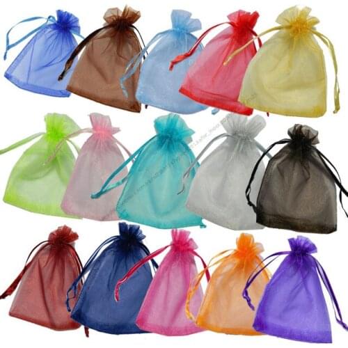 2021 50pcs 7x9 9x12 10x15 13x18CM drawstring jewelry packaging organza bag wedding party decoration bag holiday gift bag 5z