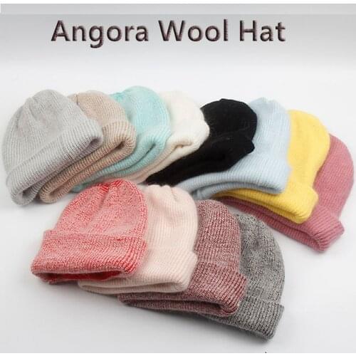 2021 New Winter Hat for Women Rabbit Cashmere Knitted Beanies Thick Warm Vogue Ladies Wool Angora Hat Female Beanie Hats cap
