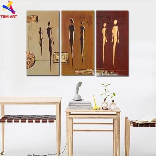 3Panels Romantic Story Picture Hand Painted Modern Abstract Oil Painting on Canvas Big Wall Art Gift Unframed Home Decor ytth023