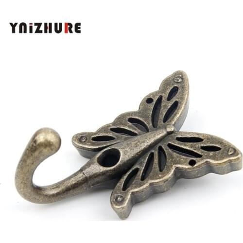 57*35mm 1Pcs High Quality Butterfly Hooks European Style Antique Mural Hook Cabinets Wardrobe Vintage Coat Handle,Bronze Tone