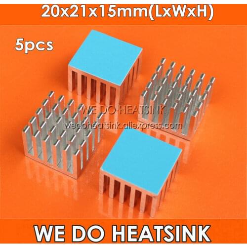 WE DO HEATSINK 5pcs 20x21x15mm CPU Aluminium Radiator Silver Heatsink Cooler With Thermal Pad For Plastic IC Packages and PCB