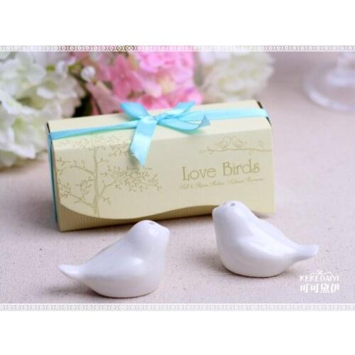 Free DHL/FEDEX Hot selling,200pcs=100sets,newest wedding favors, love bird salt pepper shaker Wedding gift Ceramic gift