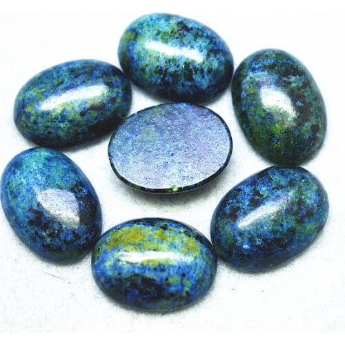 10PCS Nature Chrysocolla Gem Stone Beads Cabochons No Hole Oval Shape Size 18x25MM Spacer Beads For Pendants Making