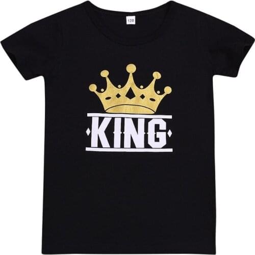 Kid Baby Boy Girl King Print Top Black Tee T-Shirt Bebe Children Clothes