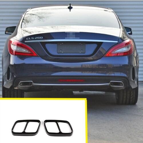 For 12-17 Mercedes-Benz CLS Stainless Steel Bright Black Car Tail Exhaust Muffler Decorative Frame Auto parts