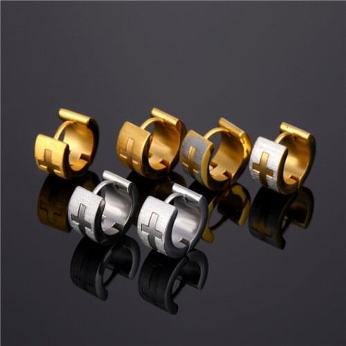 Personality 316L Stainless Steel Earrings Fashion Cross Dangle Drop Earrings Women Mens Earrings Punk Jewelry Hip Hop Jewelry