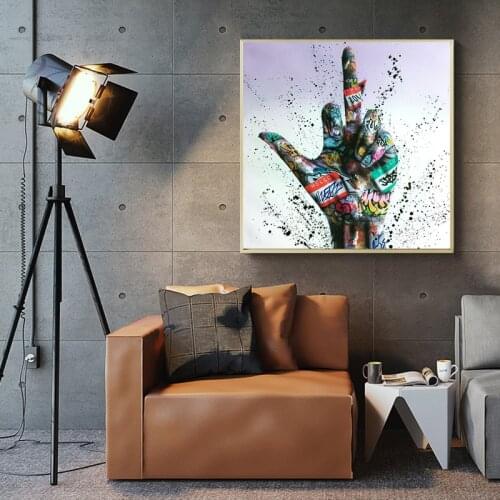 Victory Gesture Graffiti Art Canvas Painting Inspirational Posters Print Wall Art Living Room Decoration Home Decor