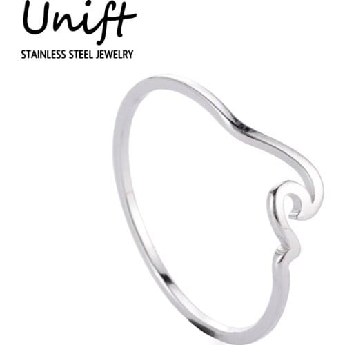 Unift Stainless Steel Simple Line-shaped Ring Spindrift Sun Finger Ring for Women Men Sea Beach Style Trendy Jewelry Accessories