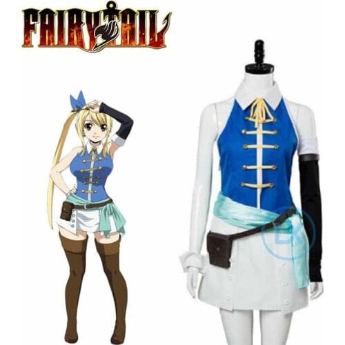 Anime Fairy Tail Lucy Heartfilia Cosplay Costume Backless Adult Women Halloween Carnival Show Party Dress Full Set Gifts