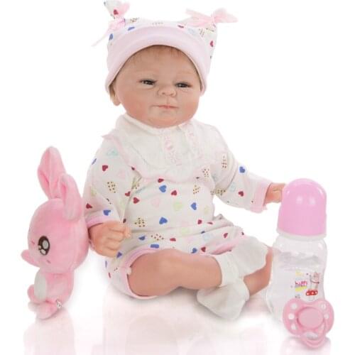 17 inch Smiley doll Bebe Reborn Soft Silicone Vinyl Boneca Reborn Toddler Stuffed baby Dolls For kids Playmates