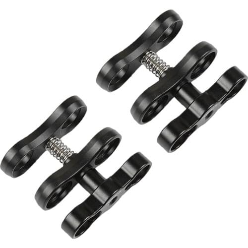 MINIFOCUS 2 PCS Dual Holes Butterfly Ball Clamp Mount CNC Aluminum for Diving Underwater photography Arm Video Light