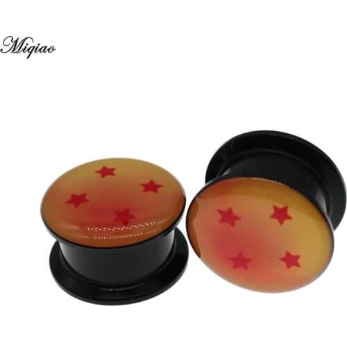 Miqiao 2pcs Fashionable and Sweet Star Acrylic Ear Expander 6mm-25mm Body Piercing Jewelry