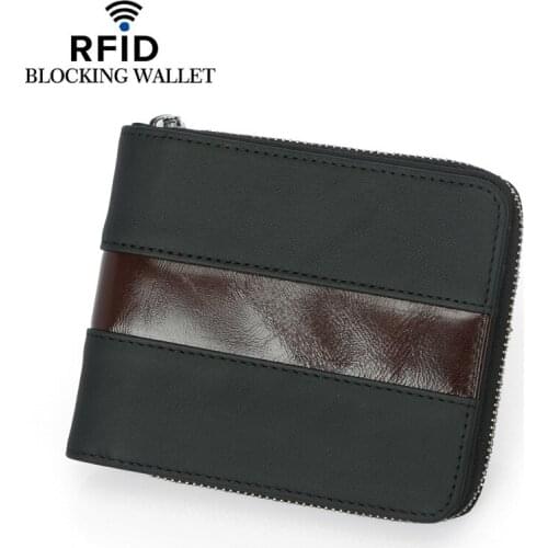 2019 Brand Men Wallet Genuine Leather Short Coin Purse Fashion Zipper Wallet For Male with Card Holder Photo Holder