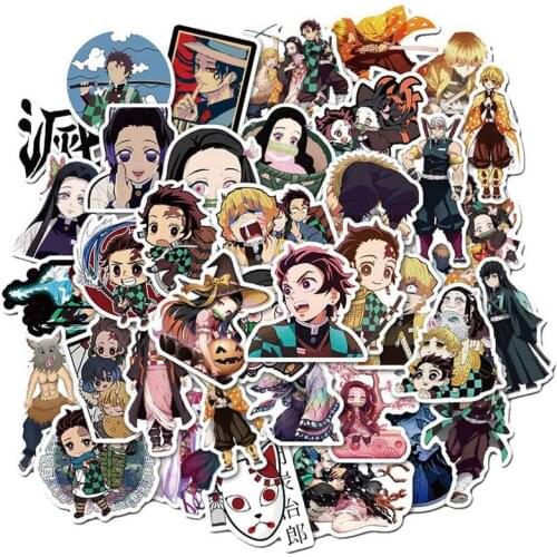 50pcs Anime Demon Slayer: Kimetsu no Yaiba Graffiti Sticker Scrapbook Decor PVC Stationery Stickers School Office Supply