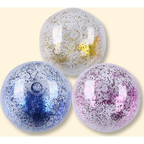 Summer Inflatable Beach Ball Outdoor Pool Sequin Swimming Toy Water Game Sports Accessories Party Kids Adults Solid Color