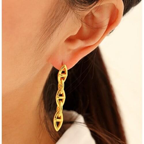 New Fashion 925 Silver Needle Creative Vintage Earrings For Women Gold Geometric Long Drop Earrings Party Jewelry Accessories